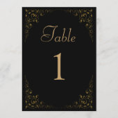 Elegante Vintage Black Gold-Hochzeit-Tischnummer Einladung (Vorderseite)