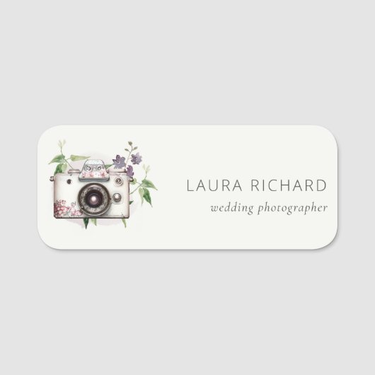 Elegante Vintage Bläserkamera Namensschild (Vorderseite)