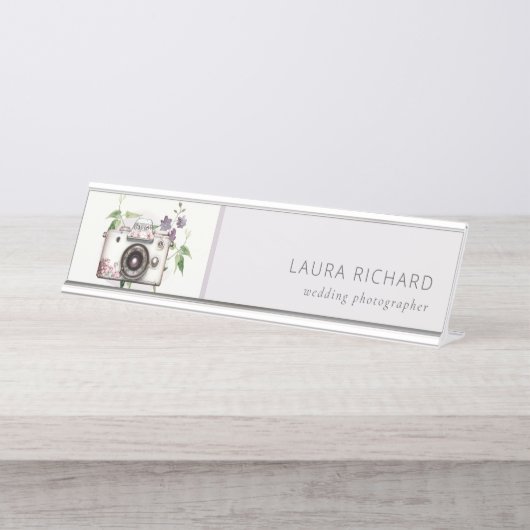 Elegante Vintage Bläserkamera Schreibtischnamensplakette (Vorderseite )