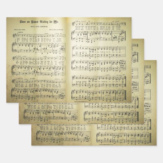 Elegante Vintage Blatt Musiknoten Liebe Song (Set)