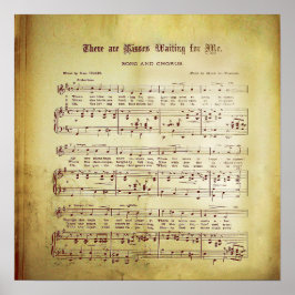 Elegante Vintage Blatt Musiknoten Liebe Song Poster