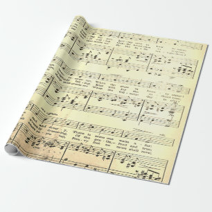 Elegante Vintage Blatt Musiknoten Sepia Beige Geschenkpapier