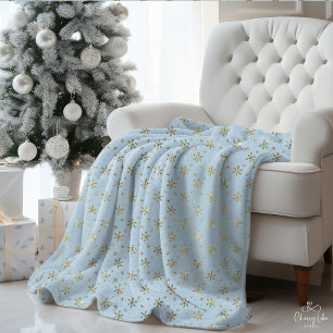 Elegante Vintage Blau Gold Sterne Sherpadecke