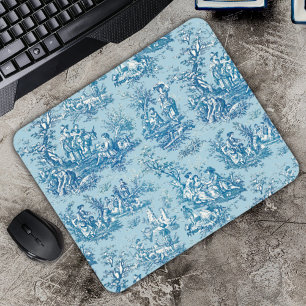 Elegante Vintage Blau Türkis Französische Toile de Mousepad