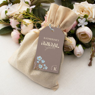 Elegante Vintage Blaue Aquarell-Blumen-Brautparty Geschenkanhänger