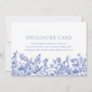 Elegante Vintage Blaue Blumen Einlegekarte Einladung