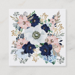 Elegante Vintage Blaue Blumen-Rosen-Muster-Vorlage Quadratische Visitenkarte