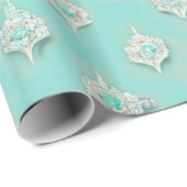 Elegante Vintage Blaue Diamantkaskade Geschenkpapier (Rolleneckpunkt)