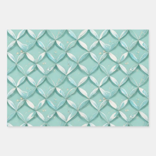 Elegante Vintage, blaue Mischtexturen Geschenkpapier Set (Vorderseite 2)