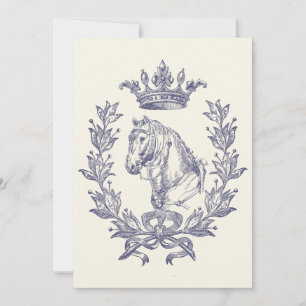 Elegante Vintage Blaue Pferdekrone Lorbeer Bogen W Einladung