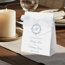 Elegante Vintage Blaue Toile Monogramm Hochzeit