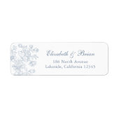Elegante Vintage Blauer Script-Hochzeitadresse (Vorne)