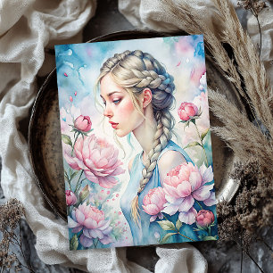 Elegante, Vintage Blondine, schabbräunlich pinkfar Seidenpapier