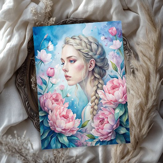 Elegante, Vintage Blondine, schabbräunlich pinkfar Seidenpapier