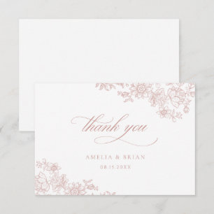 Elegante Vintage Bloral Royal Blush Pink Wedding Dankeskarte