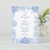 Elegante Vintage Blume Blume Hochzeit Einladung (Stehend Vorderseite)