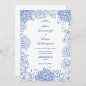 Elegante Vintage Blume Blume Hochzeit Einladung (Vorne/Hinten)