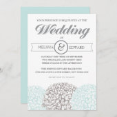 Elegante Vintage Blume Einladung (Vorne/Hinten)