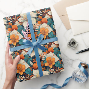 Elegante Vintage Blume Foliage Muster floral Geschenkpapier