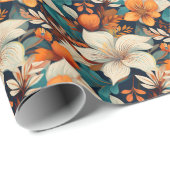 Elegante Vintage Blume Foliage Muster floral Geschenkpapier (Rolleneckpunkt)