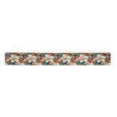 Elegante Vintage Blume Foliage Muster floral Satinband (Vorderseite)