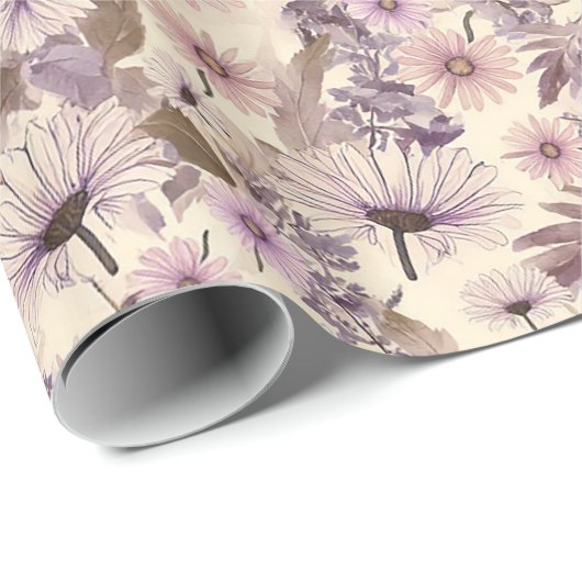 Elegante Vintage Blume Geschenkpapier (Rolleneckpunkt)