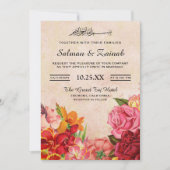Elegante Vintage Blume Islamische Hochzeit Einladung (Vorderseite)