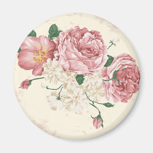 Elegante Vintage Blume Magnet (Vorne)