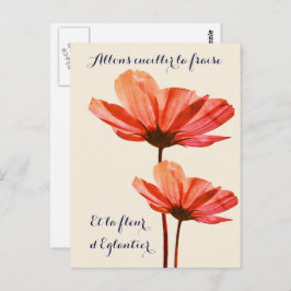 Elegante Vintage Blume mit französischem Zitat vom Postkarte
