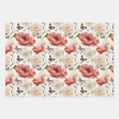 Elegante Vintage Blume mit Schmetterlingen Geschenkpapier Set (Vorderseite 3)