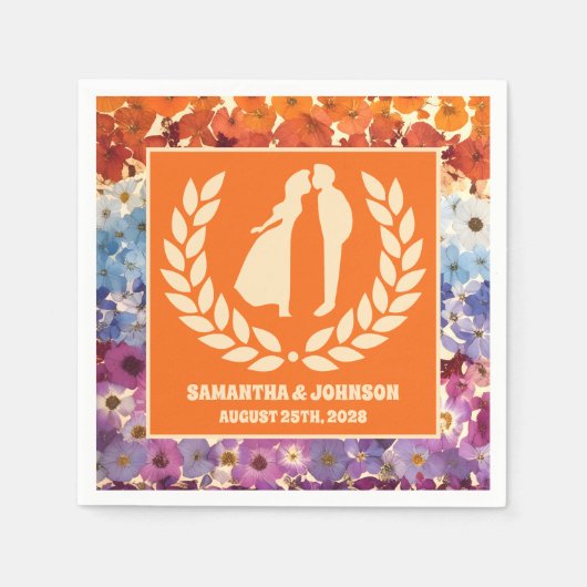 Elegante Vintage Blume Ombre Wedding Serviette (Vorderseite)