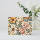 Elegante Vintage Blume Postkarte (Stehend Vorderseite)