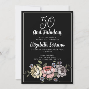 Elegante Vintage-Blumen 50. und Fantastische Gebur Einladung