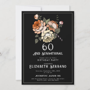 Elegante Vintage-Blumen 60 Und Sensationeller Gebu Einladung