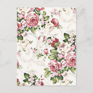 Elegante Vintage-Blumen Cottage Cream Rose Postkarte