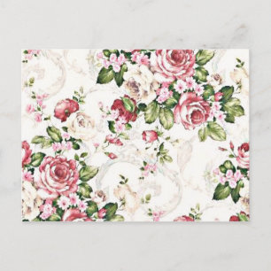 Elegante Vintage-Blumen Cottage Cream Rose Postkarte