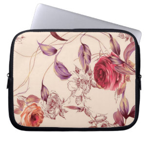 Elegante Vintage-Blumen-Cream- und Rosen-Hülle Laptopschutzhülle