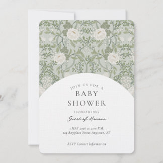Elegante Vintage-Blumen-Damaskus-Baby-Shower-Einla Einladung