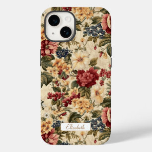 Elegante Vintage-Blumen Elfenbein Hintergrund Case-Mate iPhone 14 Hülle