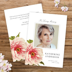 Elegante Vintage-Blumen-Gedenkfoto-Anzeige Einladung