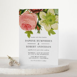 Elegante Vintage-Blumen-Hochzeit Einladung