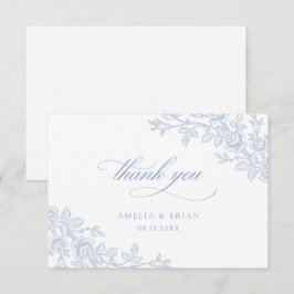 Elegante Vintage-Blumen-Hochzeit in Staubblau Dankeskarte