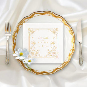 Elegante Vintage Blumen-Hochzeit Servietten Mit Folie