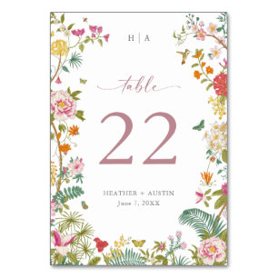 Elegante Vintage Blumen Hochzeit Tischkarte Tischnummer