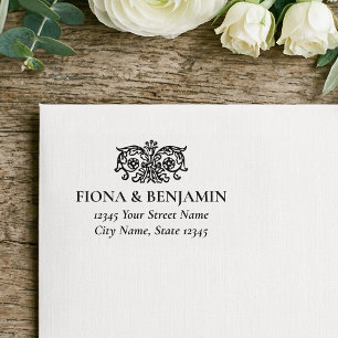 Elegante Vintage-Blumen-Hochzeits-Rücksendeadresse Permastempel