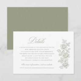 Elegante Vintage-Blumen-Hochzeitsdetails in Salbei Einladung