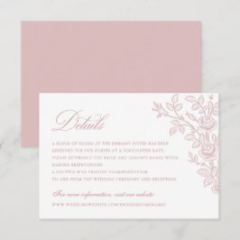 Elegante Vintage Blumen Hochzeitsdetails in Staubr Einladung