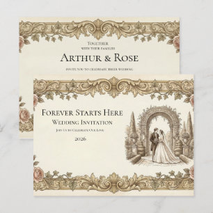 Elegante Vintage-Blumen-Hochzeitseinladung als Pos Postkarte