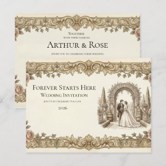 Elegante Vintage-Blumen-Hochzeitseinladung als Pos Postkarte