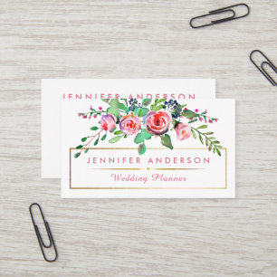 Elegante Vintage Blumen Hochzeitsplaner Visitenkar Visitenkarte